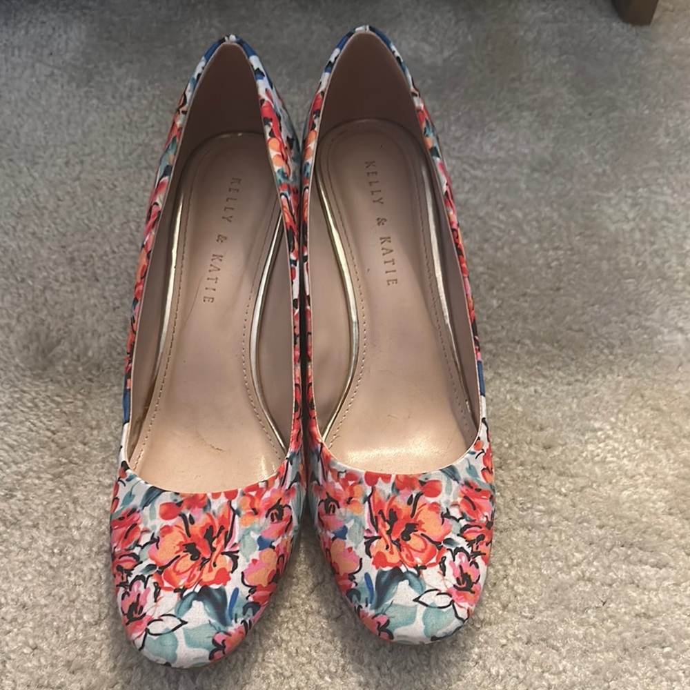 Kelly & Katie Pink and Orange Heels Floral Elegance